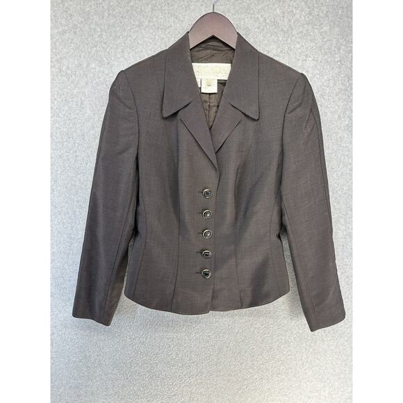 Vintage Escada Margaretha Ley Womens Size 38 Blazer Dark Gray 5 Button - Picture 1 of 13